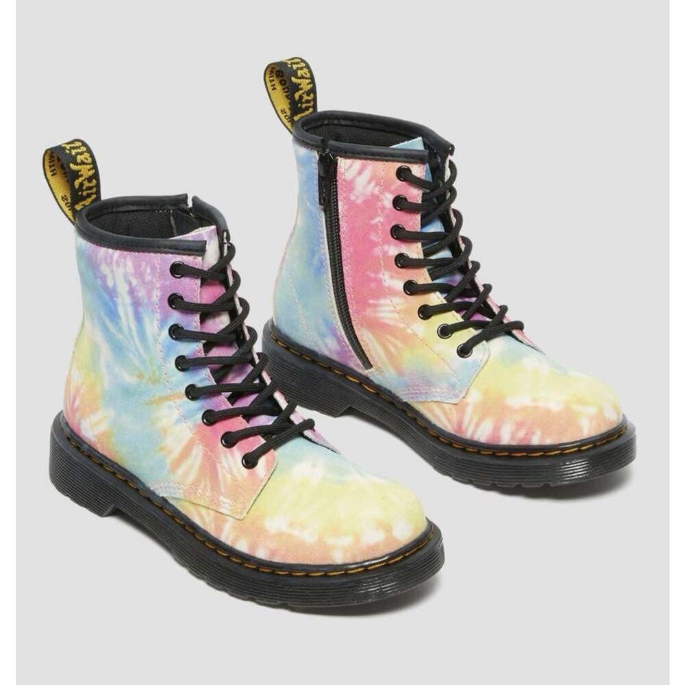 Dr. Marten’s Multi Color Tie Dye Side Zipper Lace Up Girls’ Combat Boots Size 7